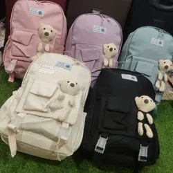 کوله پشتی دخترانه و پسرانه فانتزی خارجی عروسک دار BEAR (کیف مدرسه) کد 20274