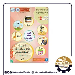 لوح آموزش نشانه‌های 2 و حروف استثنا (شامل 12 برگ یک رو 50x70)