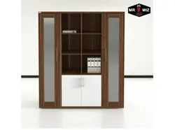 کتابخانه بزرگ سه تکه درب دار شیشه ای کدd188