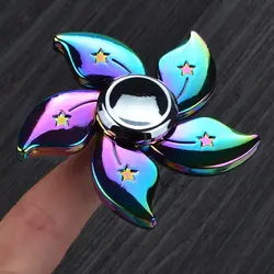 اسپینر Rainbow Fidget Spinner - اسپینر فلزی پنج پره رنگین کمانی طرح گل