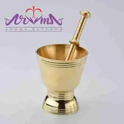 جعبه کادویی ترمه با زعفران سوپر نگین 2 عدد 5 گرم خاتم و هاون و قوری