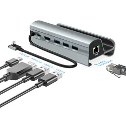 هاب و داک استیشن Type-C To USB 3.0/HDMI/LAN/Type-C PD مدل HC-86