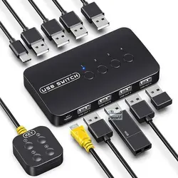 سوئیچ سلکتر 4پورت دستی مدل USB IF-U404 با قابلیت اتصال 4 کامپیوتر