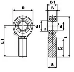 بلبرینگ مفصلی POS 8A راستگرد