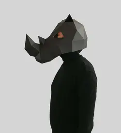 ماسک صورت اوریگامی کرگدن