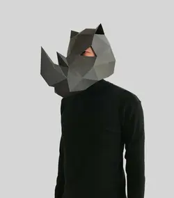 ماسک صورت اوریگامی کرگدن