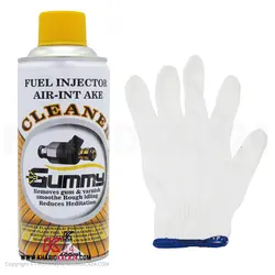 اسپری تمیزکننده انژکتور گامی مدل CLEANER حجم400 میلی لیتر به همراه دستکش ایمنی مدل KK24