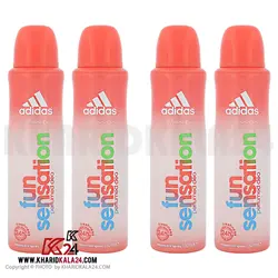 اسپری ضد تعریق زنانه آدیداس مدل Fun Sensation حجم 150 میلی لیتر مجموعه 4 عددی