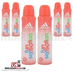 اسپری ضد تعریق زنانه آدیداس مدل Fun Sensation حجم 150 میلی لیتر مجموعه 6 عددی
