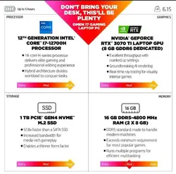 لپ تاپ گیمینگ اچ پی HP Omen 17 i7 12700H 16GB 512G SSD RTX 3070Ti 17.3 inch QHD | لپ تاپ شیراز