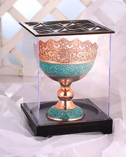 آجیل خوری فیروزه کوبی 20cm با جعبه پلکسیF35