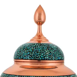 قندان سیبی فیروزه کوب سایز بزرگ ارتفاع 33cm کد F48 - صنایع دستی مسجدی