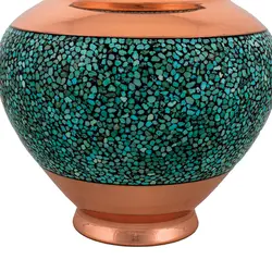 قندان سیبی فیروزه کوب سایز بزرگ ارتفاع 33cm کد F48 - صنایع دستی مسجدی