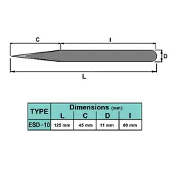 پنس نوک تیز آنتی استاتیک برند DTEC مدل ESD-10