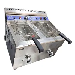 سرخ کن دو لگن گازی شیر تخلیه دار بست 18 لیتری ⭐