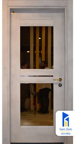 درب اتاق خواب دوقاب آیینه‌ای PVC-SR79 | سام درب