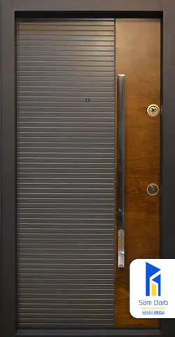 درب ضد سرقت چوبی طوسی SD158