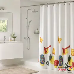 پرده حمام 180.200 سانتی‌متری رنگارنگ مدل Beach طرح دار