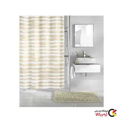 پرده حمام 180 در 200 سانتی‌متری مدل stripy راه راه سفید و کرمی