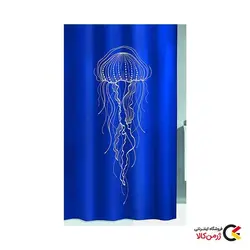 پرده حمام 180.200 مدل jellyfish آبی طرح عروس دریایی