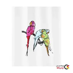 پرده حمام 180 در 200 سانتی‌متری مدل Parrot طرح پرنده