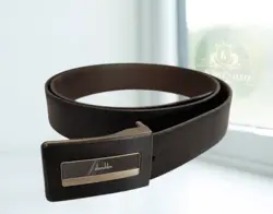 کمربند مردانه طرح چرم طبیعی 3.5 سانت پلاکی - ماهان بهداشت