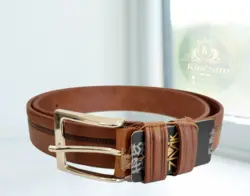 کمربند مردانه چرم طبیعی 3.5 سانت اعلا (مشکی-عسلی-قهوه ای) - ماهان بهداشت