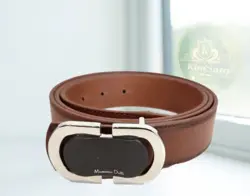 کمربند مردانه چرم طبیعی 3.5 سانت پلاکی اعلا (مشکی-عسلی-قهوه ای ) - ماهان بهداشت