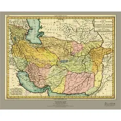 نقشه ایران نوین و امپراتوری افغان ها 1807 میلادی