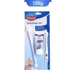 ست مسواک و خمیر دندان گربه تریکسی Trixie ( دو عدد مسواک + خمیر دندان طعم پنیر ) وزن 150 گرم