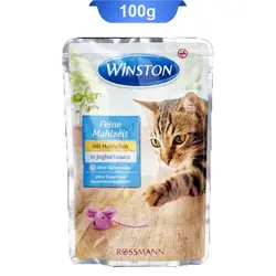 پوچ گربه طعم مرغ در سس ماست وینستون (Winston) وزن 100 گرم