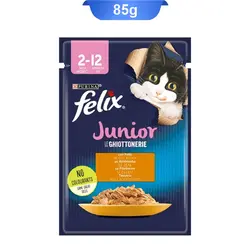 پوچ بچه گربه طعم مرغ فلیکس (Felix Junior) وزن 85 گرم