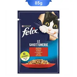 پوچ گربه طعم گوشت گاو فلیکس (Felix) وزن 85 گرم