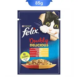 پوچ گربه طعم مرغ و گوشت فلیکس (Felix) وزن 85 گرم
