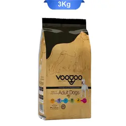غذای خشک سگ بالغ نژاد متوسط و بزرگ طعم مرغ و ماهی و برنج وودو (VooDoo) وزن 3 کیلوگرم