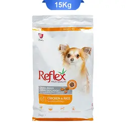 غذای خشک سگ بالغ نژاد کوچک اسمال برید طعم مرغ و برنج رفلکس (Small bread reflex) وزن 15 کیلوگرم