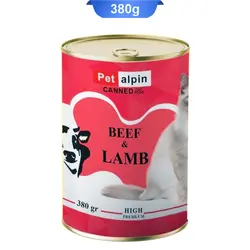 کنسرو گربه طعم گوشت و بره پت آلپین (Pet Alpin) وزن 380 گرم کد 110022