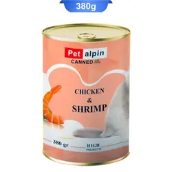 کنسرو گربه طعم مرغ و میگو پت آلپین (Pet Alpin) وزن 380 گرم کد 110023