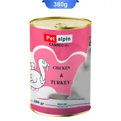 کنسرو گربه طعم مرغ و بوقلمون پت آلپین (Pet Alpin) وزن 380 گرم کد 110021