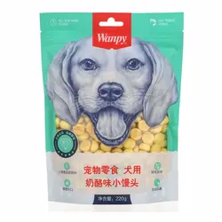 تشویقی سگ طعم نخود و پنیر مدل بیسکویتی فلورایدی ونپی (Wanpy) وزن 220 گرم