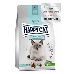 غذای خشک گربه های بالغ با روده و معده حساس هپی کت (Sensitive Stomach &amp;  Intestine) وزن 1.3کیلوگرم