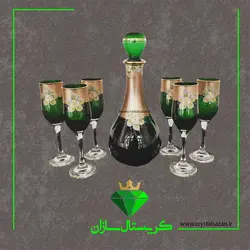 تنگ و جام مدل چک رنگ سبز کد J1299 کریستال سازان