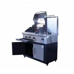 باربیکیو 110سانت شعله و سرخ کن دار بالا استیل کابین نما استیل - مدل BSNF110