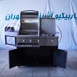 باربیکیو 110سانت شعله و سرخ کن دار بالا استیل کابین نما استیل - مدل BSNF110