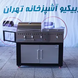 باربیکیو 110سانت شعله و سرخ کن دار بالا استیل کابین نما استیل - مدل BSNF110