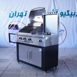 باربیکیو 110سانت شعله و سرخ کن دار بالا استیل کابین نما استیل - مدل BSNF110