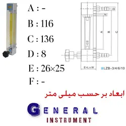 فلومتر مایع و گاز سایز 8 میلی متر مدل تابلویی LZB-3