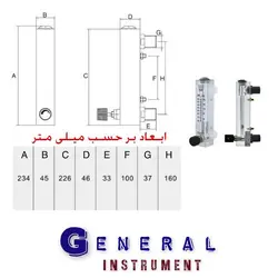 فلومتر مایع و گاز سایز 25 میلی متر مدل تابلویی LZM-ZT