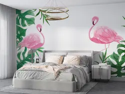 پوستر دیواری فلامینگو و برگ انجیری M12020410