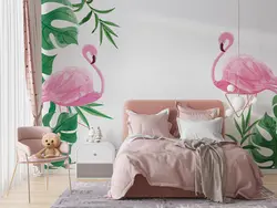 پوستر دیواری فلامینگو و برگ انجیری M12020410